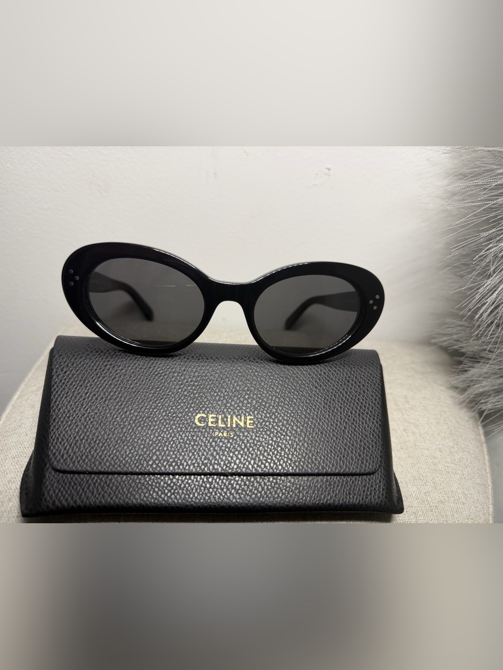 NEW CELINE CL401931 SIDE LOGO CAT EYE S193 OVAL SUNGLASSES IN ACETATE - Picture 4 of 10